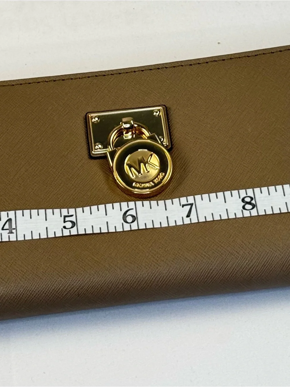 Michael Kors Taupe Zip-Around Wallet with Gold Accent